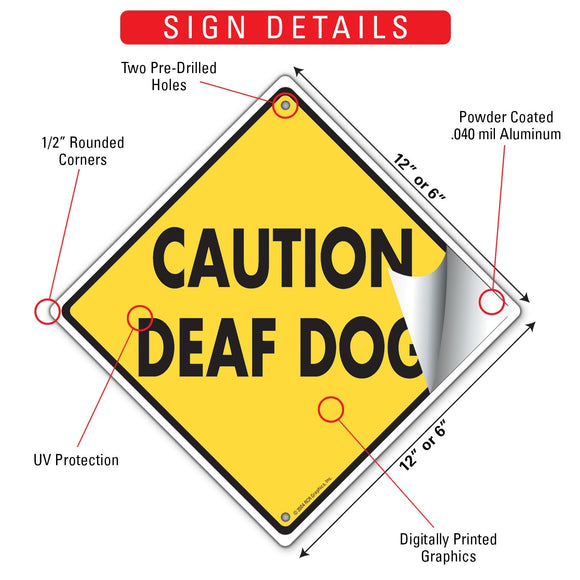 Caution! Deaf Dog Signs or Sticker