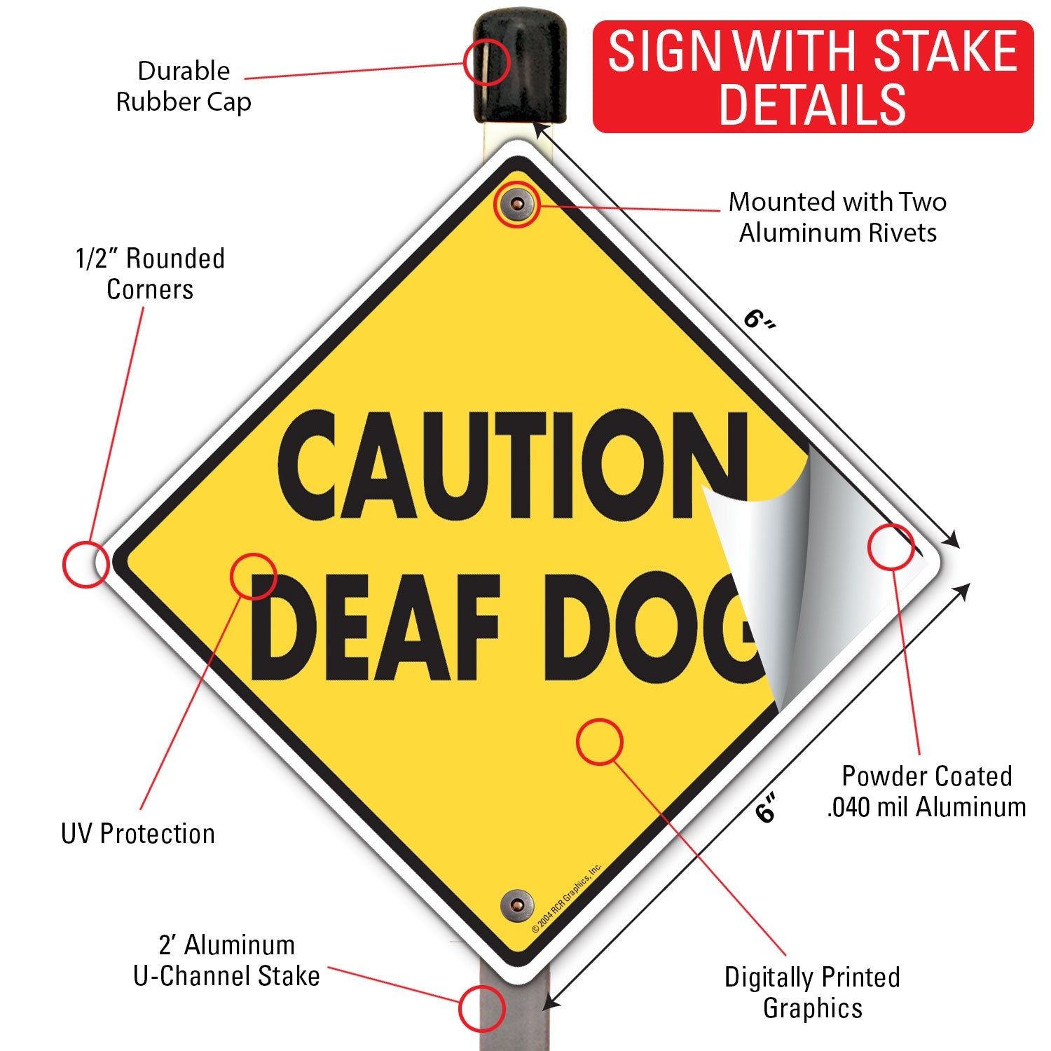 Caution! Deaf Dog Signs or Sticker