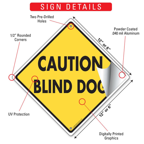 Caution! Blind Dog Signs or Sticker