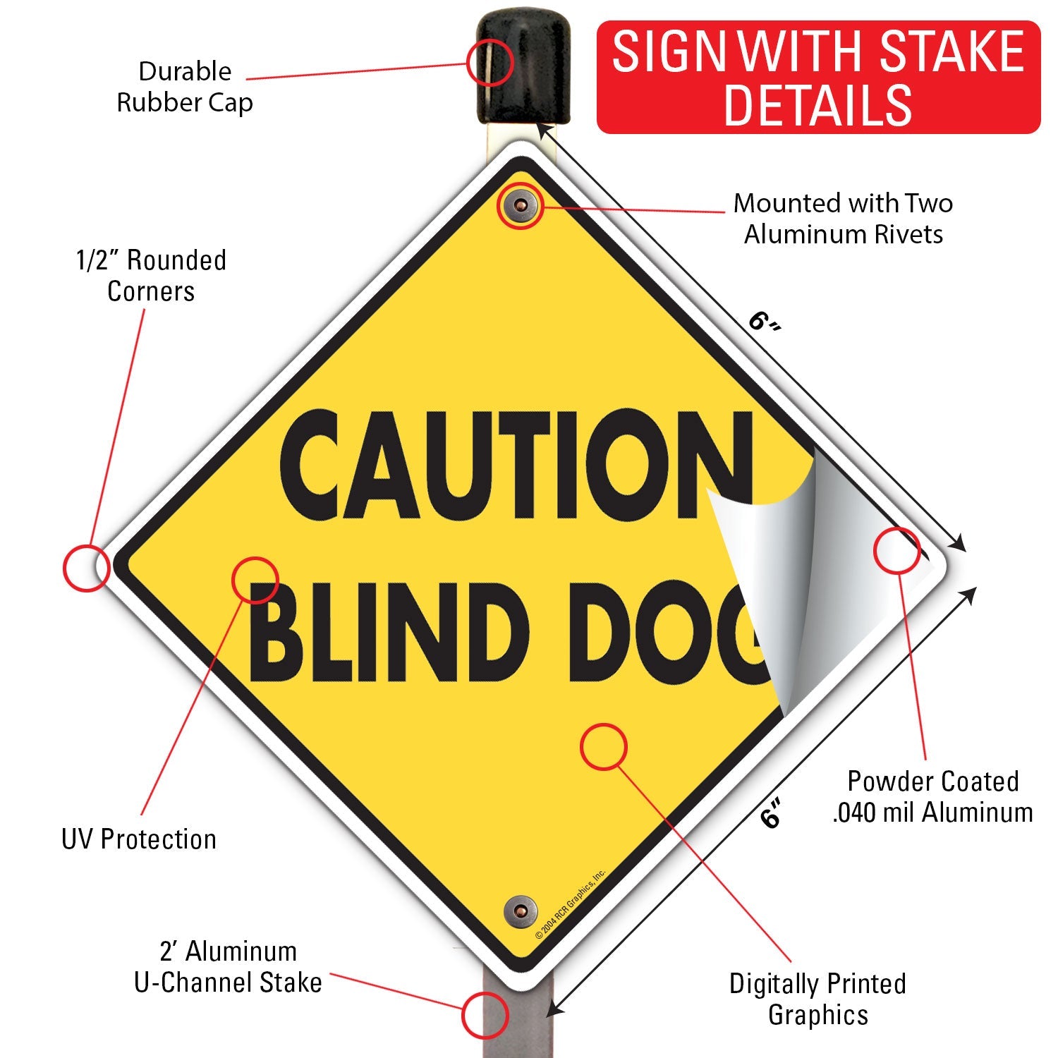 Caution! Blind Dog Signs or Sticker