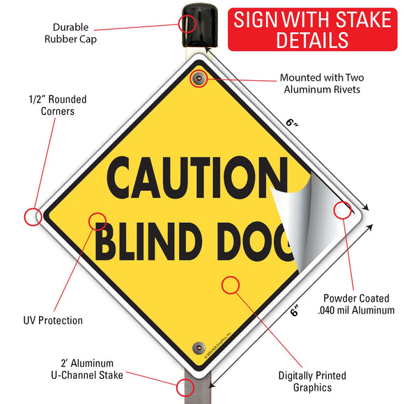 Caution! Blind Dog Signs or Sticker