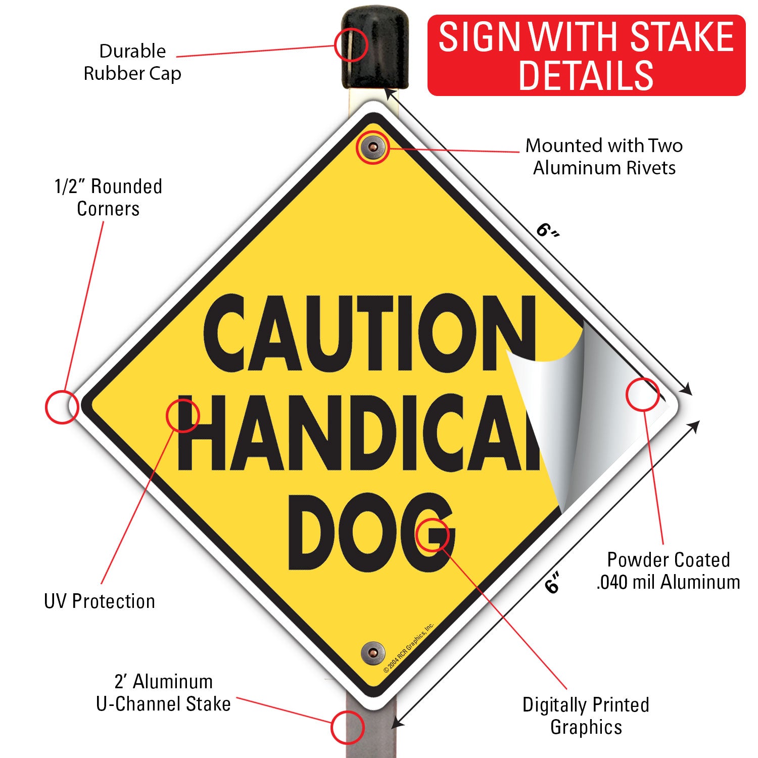 Caution! Handicap Dog Signs or Sticker