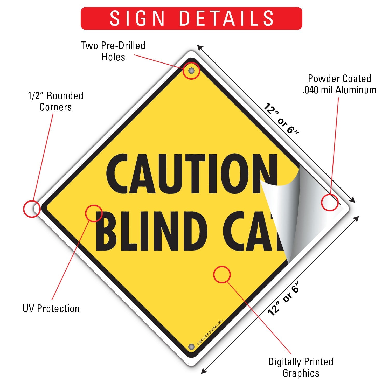 Caution! Blind Cat Signs or Sticker