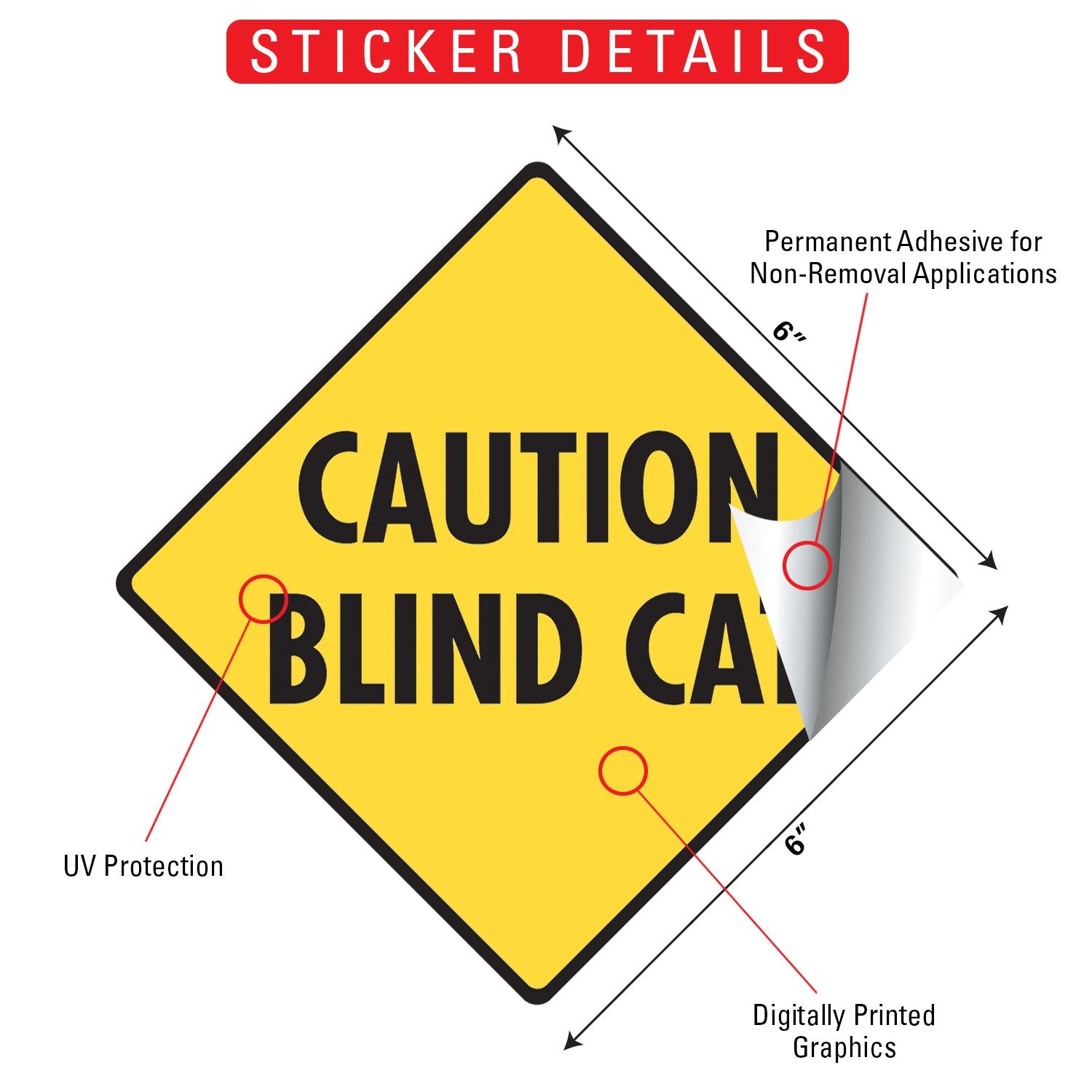 Caution! Blind Cat Signs or Sticker - 0