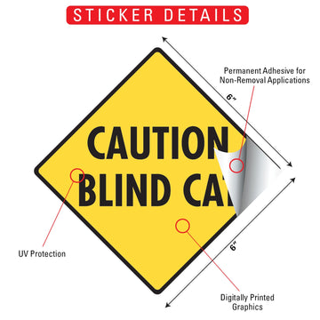 Caution Blind Cat Aluminum Sign or Vinyl Sticker - Weatherproof Yard - 0