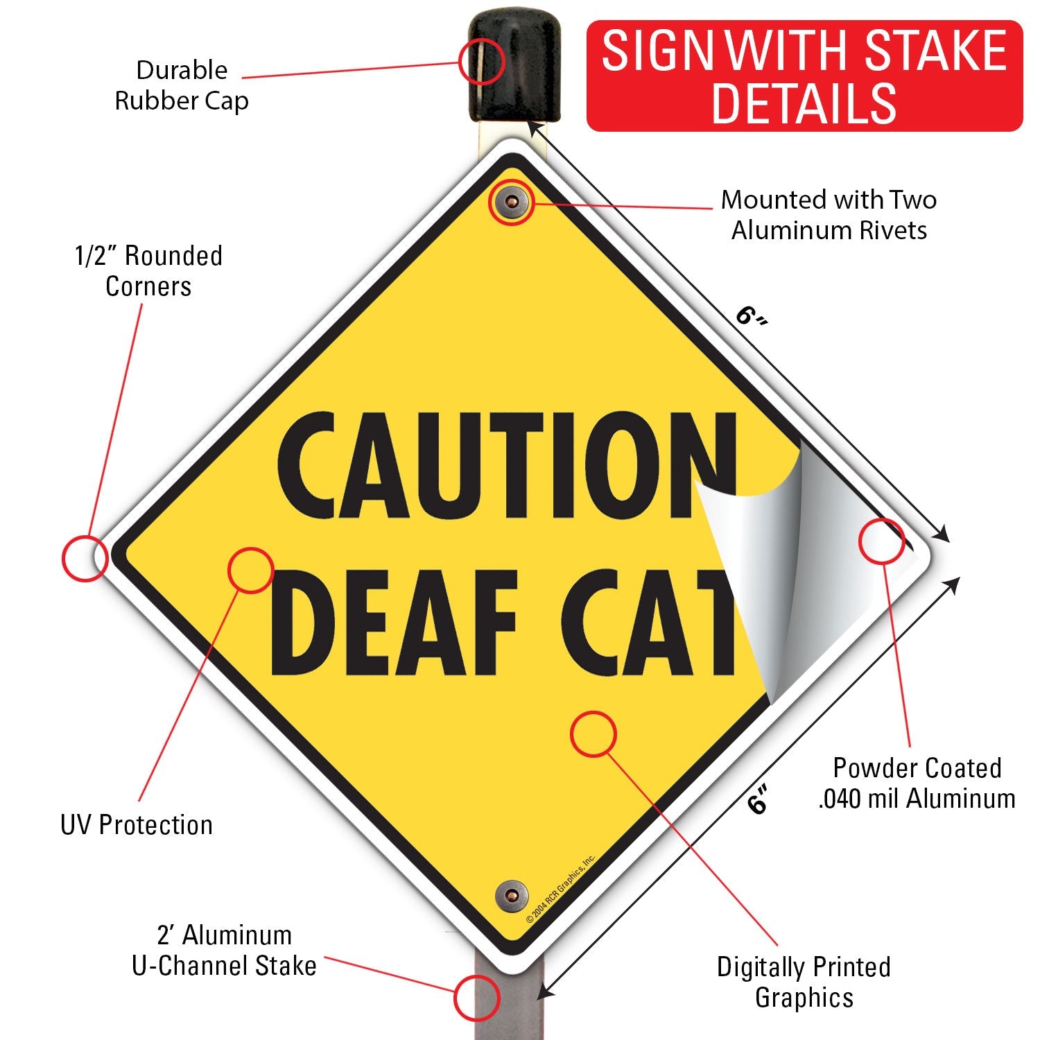Caution! Deaf Cat Signs or Sticker