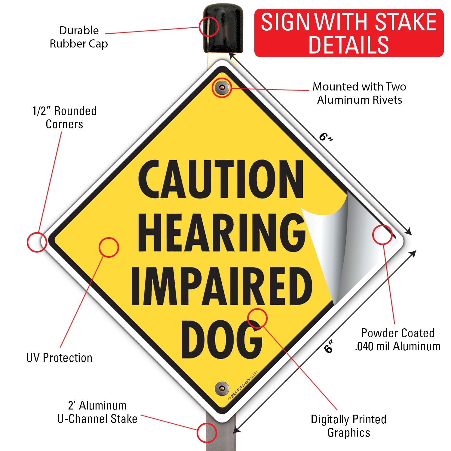 Caution! Hearing Impaired Dog Signs or Sticker