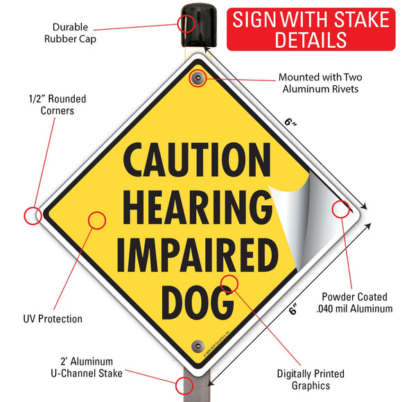 Caution! Hearing Impaired Dog Signs or Sticker