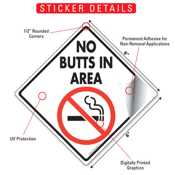 No Butts In Area Signs or Sticker - 0