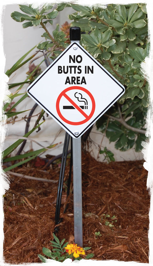 No Butts In Area Signs or Sticker
