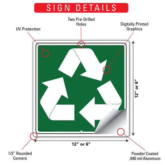 Recycle Symbol Signs or Sticker - Square