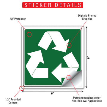 Recycle Symbol Signs or Sticker - Square - 0