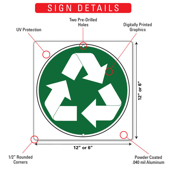 Recycle Symbol Signs or Sticker - Circle