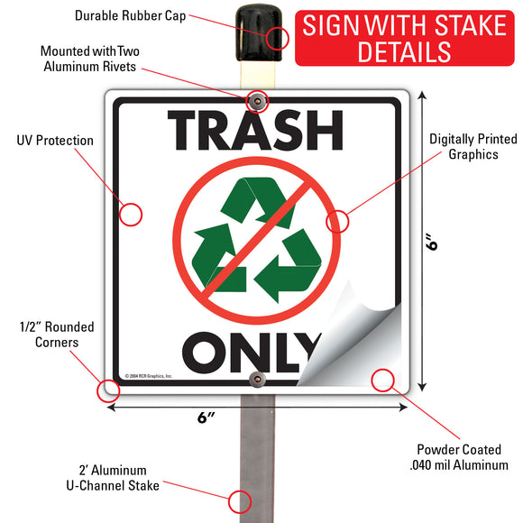 Trash Only Signs or Sticker