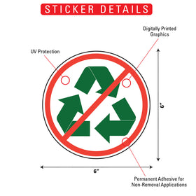 No Recycle Signs or Sticker - 0