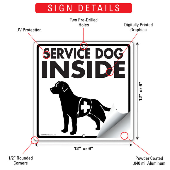 Service Dog Inside Signs or Sticker