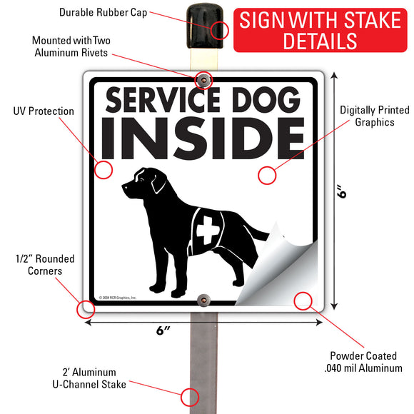Service Dog Inside Signs or Sticker
