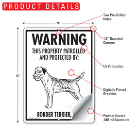 Border Terrier! Property Patrolled Sign (9" x 12") - 0