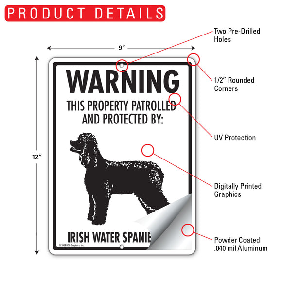 Irish Water Spaniel! Property Patrolled Sign (9" x 12")