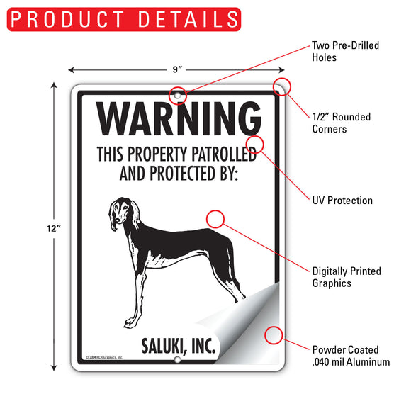 Saluki! Property Patrolled Sign (9" x 12")