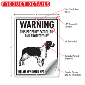 Welsh Springer Spaniel! Property Patrolled Sign (9" x 12") - 0