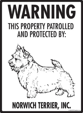 Norwich Terrier - Warning! Property Sign