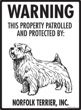 Norfolk Terrier - Warning! Property Sign