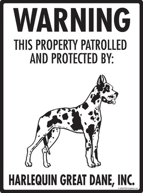 Harlequin Great Dane - Warning! Property Sign