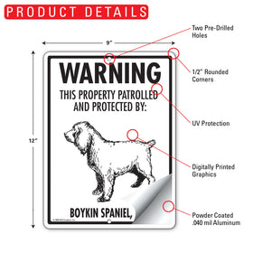 Boykin Spaniel! Property Patrolled Sign (9" x 12") - 0