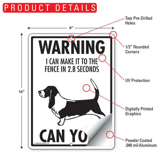 Basset Hound! Make It To Fence or Door Signs (9" x 12")