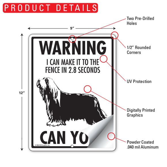Bearded Collie! Make It To Fence or Door Signs (9" x 12")