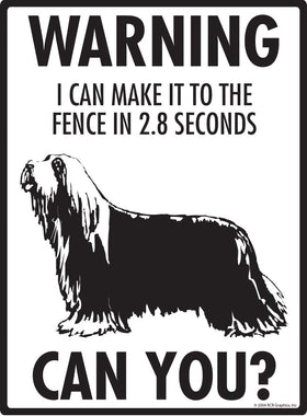 Bearded Collie - Warning! Fence Sign