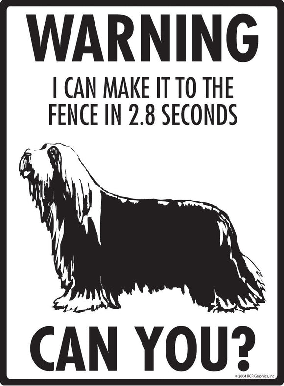 Bearded Collie - Warning! Fence Sign