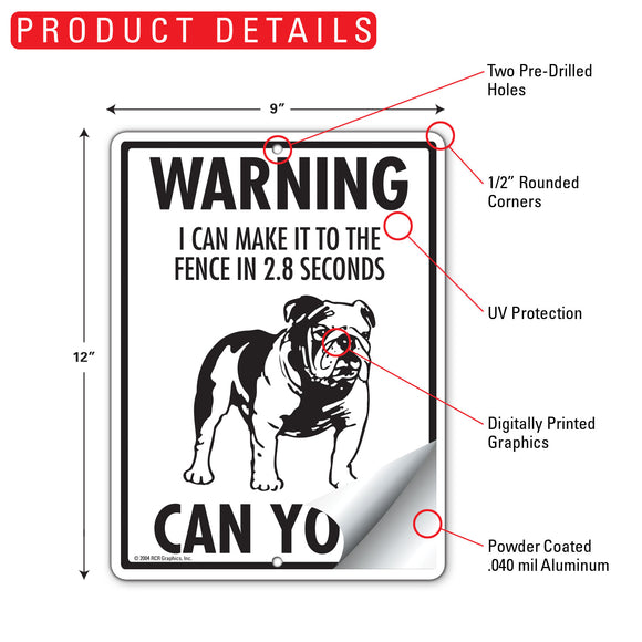 Bulldog! Make It To Fence or Door Signs (9" x 12")