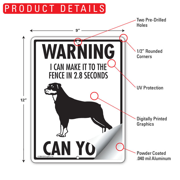 Rottweiler! Make It To Fence or Door Signs (9" x 12")