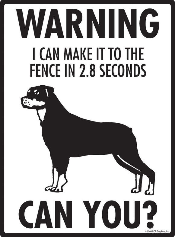 Rottweiler Make It To Fence or Door Signs (9" x 12")