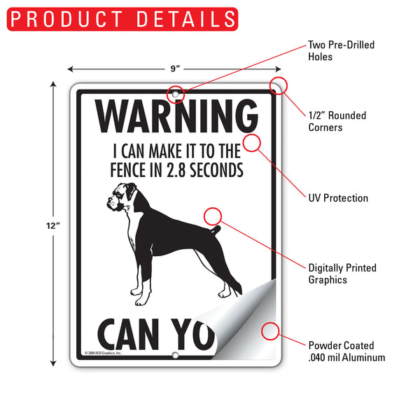 Boxer (Natural Ears)! Make It To Fence or Door Signs (9" x 12")