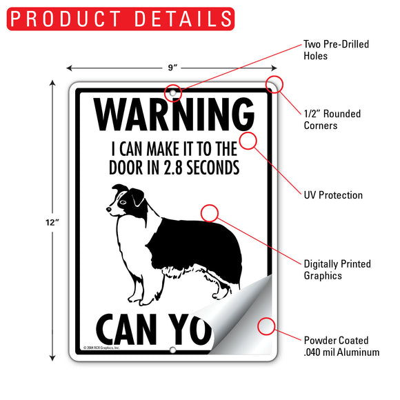 Border Collie! Make It To Fence or Door Signs (9" x 12")
