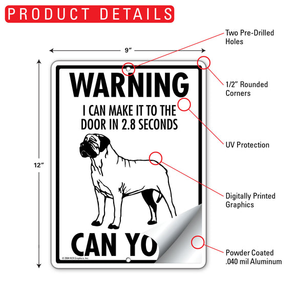Mastiff! Make It To Fence or Door Signs (9" x 12")