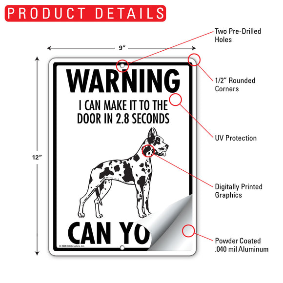 Harlequin Great Dane! Make It To Fence or Door Signs (9" x 12")