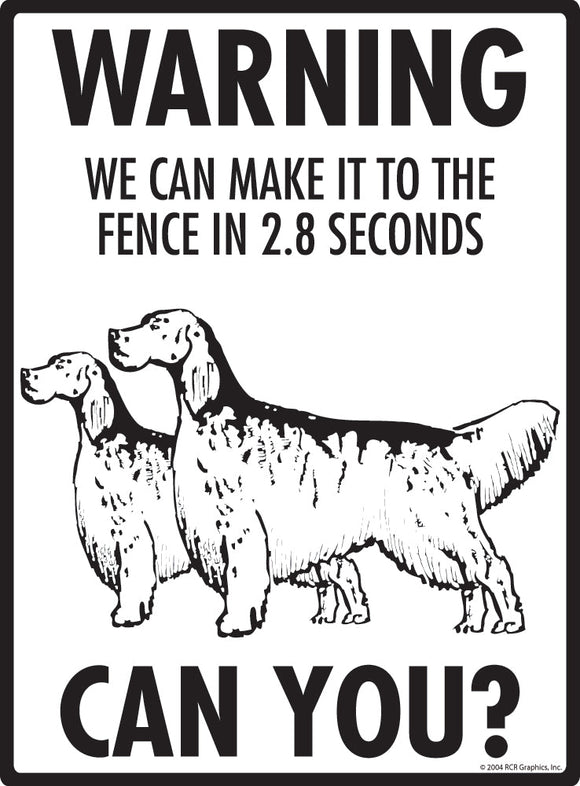 English Setter Make It To Fence or Door Signs (9" x 12")