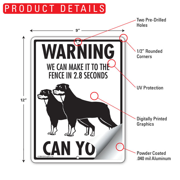 Rottweiler! Make It To Fence or Door Signs (9" x 12")