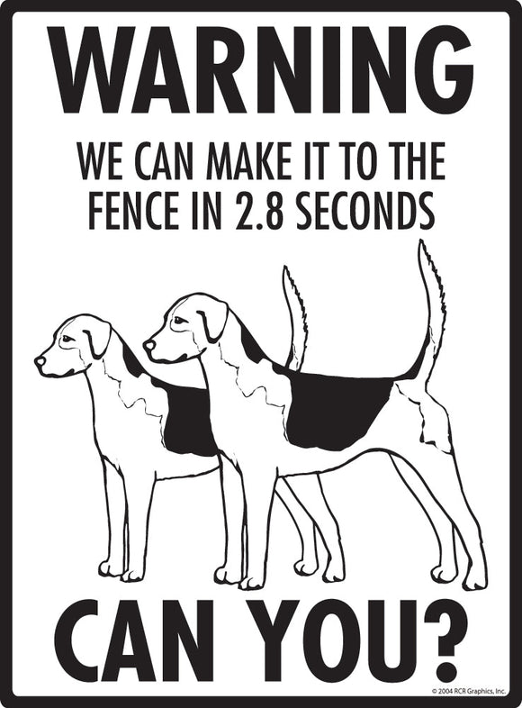 English Foxhound Make It To Fence or Door Signs (9" x 12")
