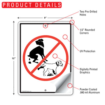 No Dog Pooping and Peeing Aluminum Sign – 9x12 Inch, Weatherproof Yard - 0