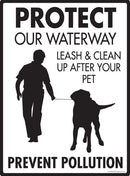 Protect Waterway Prevent Pollution Exterior Dog Pooping Aluminum Sign