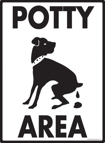 Potty Area with Dog Pooping Image Exterior Aluminum Dog Pooping Sign