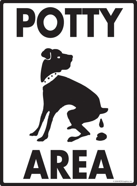 Potty Area with Dog Pooping Image Exterior Aluminum Dog Pooping Sign