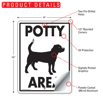 Potty Area Aluminum Sign - 9x12 Inch, Weatherproof Yard - 0