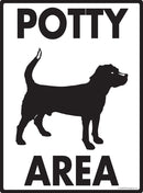 Potty Area with Dog Standing Image Exterior Aluminum Dog Pooping Sign
