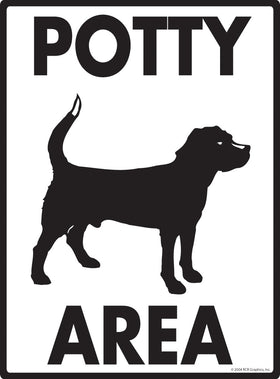 Potty Area with Dog Standing Image Exterior Aluminum Dog Pooping Sign